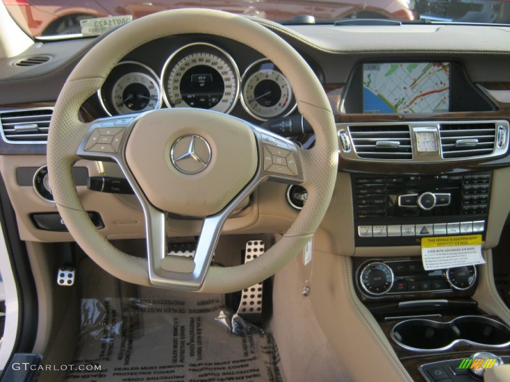 2013 Mercedes-Benz CLS 550 Coupe Almond/Mocha Steering Wheel Photo #74500031