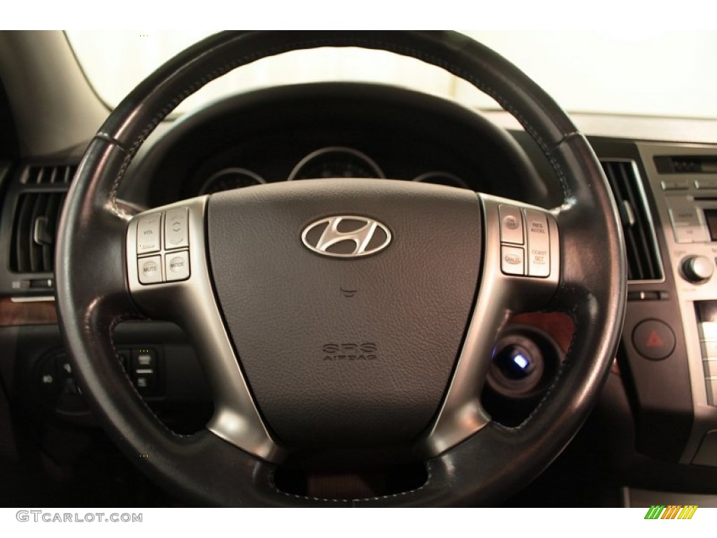 2008 Hyundai Veracruz Limited AWD Black/Saddle Steering Wheel Photo #74500148
