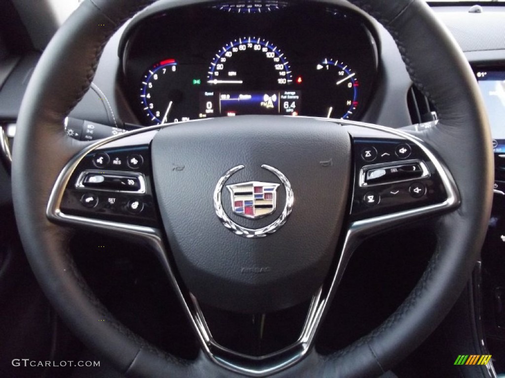 2013 Cadillac ATS 2.0L Turbo Luxury Jet Black/Jet Black Accents Steering Wheel Photo #74500223