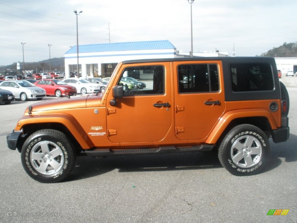 Mango Tango Pearl 2011 Jeep Wrangler Unlimited Sahara 4x4 Exterior Photo #74500613