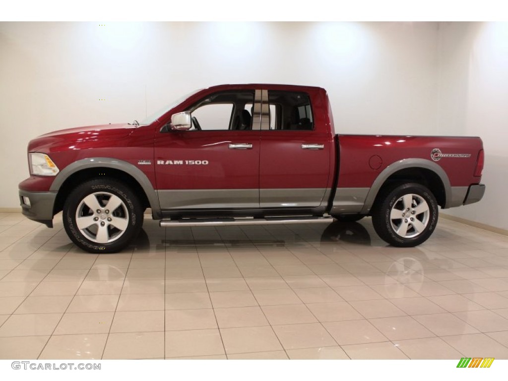 Deep Cherry Red Crystal Pearl 2011 Dodge Ram 1500 SLT Outdoorsman Quad Cab 4x4 Exterior Photo #74502506