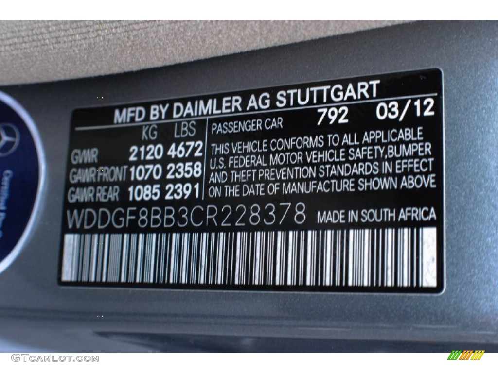 2012 C Color Code 792 for Palladium Silver Metallic Photo #74503591