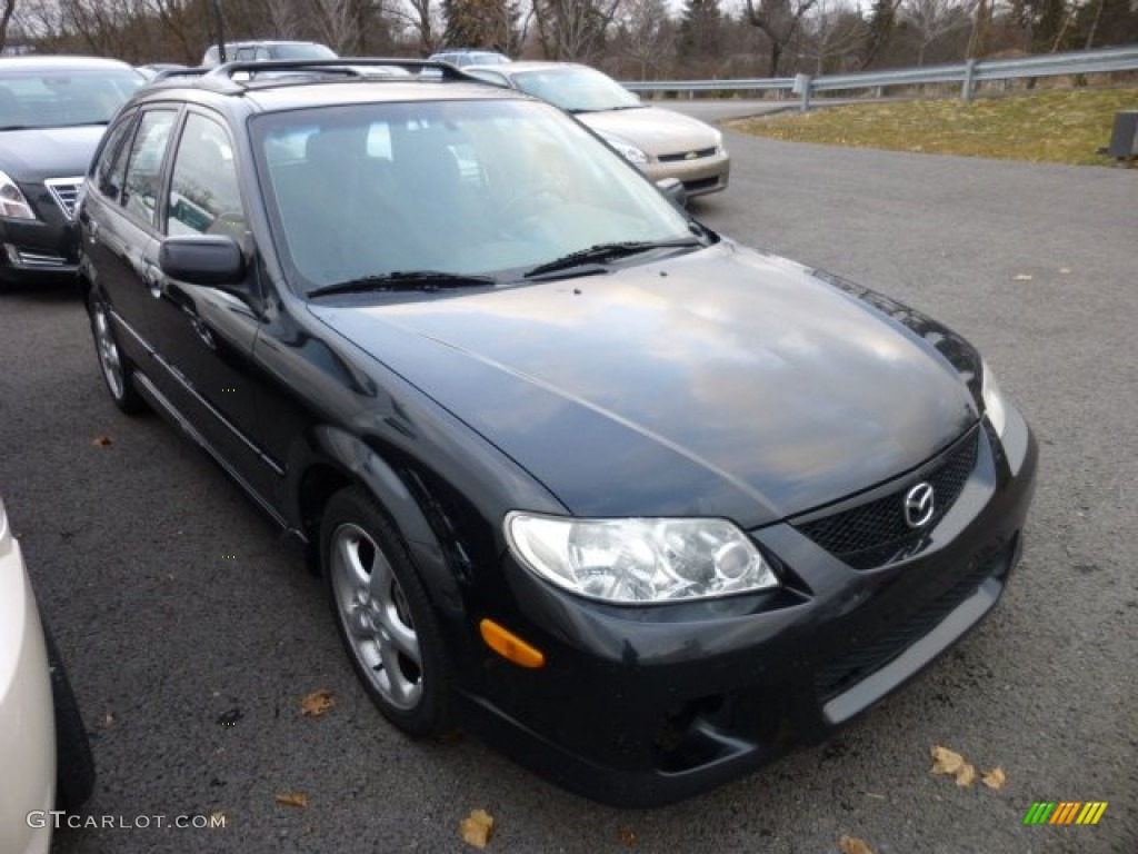 2002 Protege 5 Wagon - Black Mica / Off Black photo #1