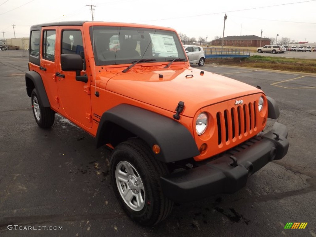 Crush Orange 2013 Jeep Wrangler Unlimited Sport 4x4 Right Hand Drive Exterior Photo #74508983
