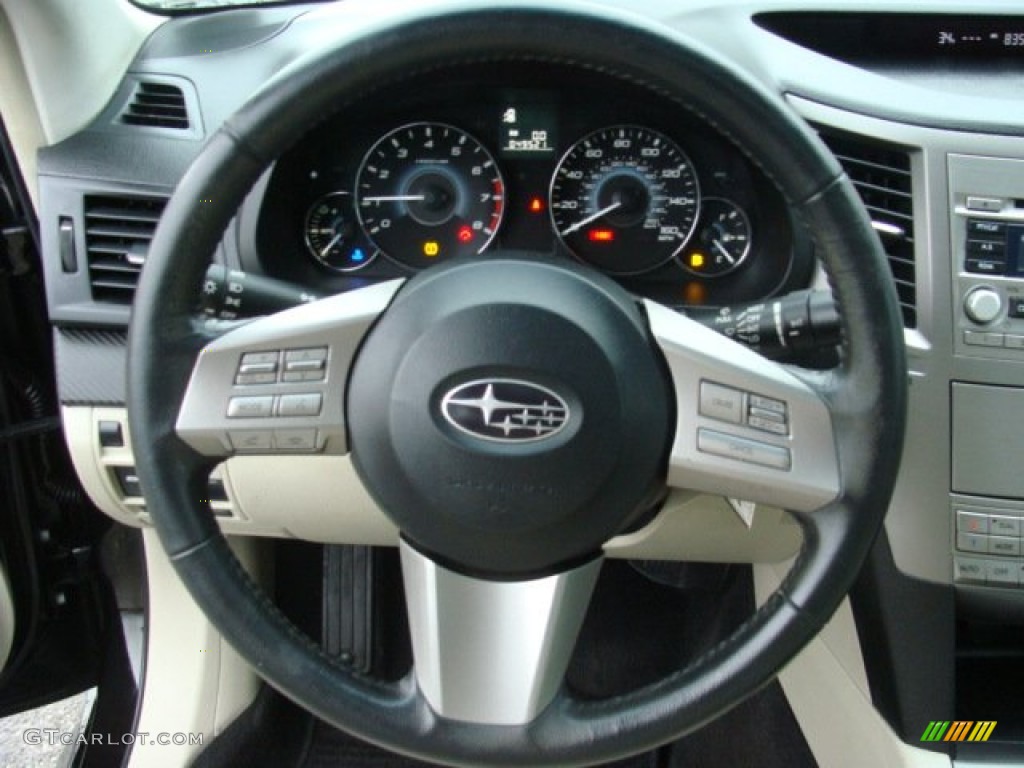2010 Subaru Legacy 2.5 GT Limited Sedan Warm Ivory Steering Wheel Photo #74511831
