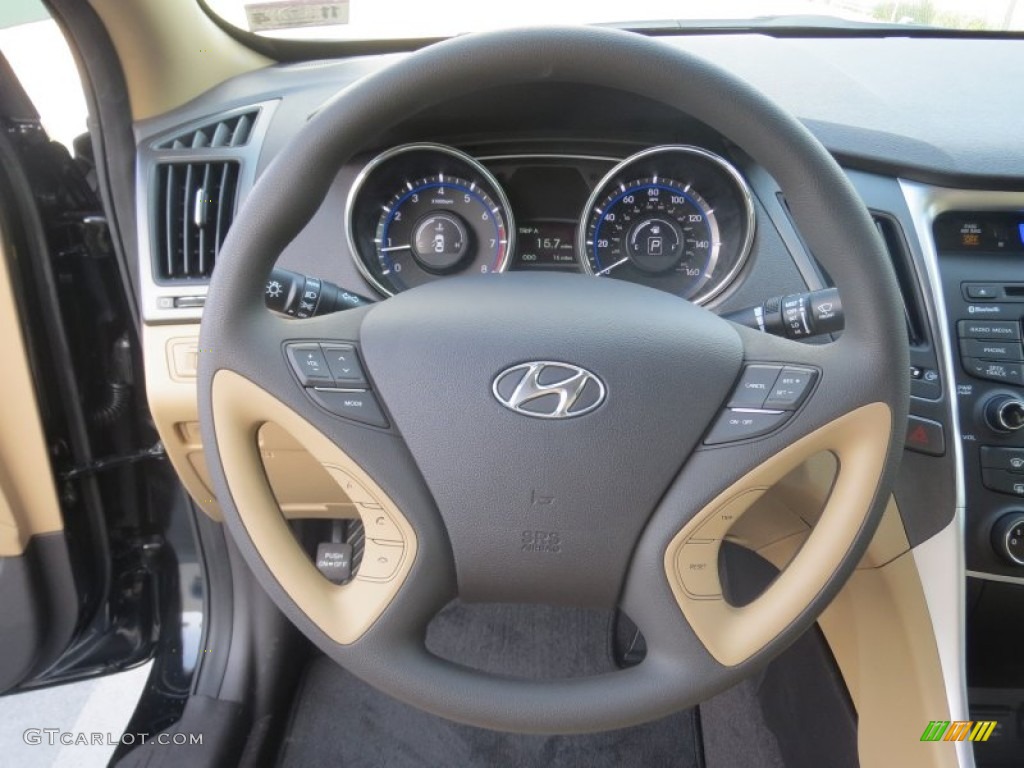 2013 Hyundai Sonata GLS Camel Steering Wheel Photo #74515670