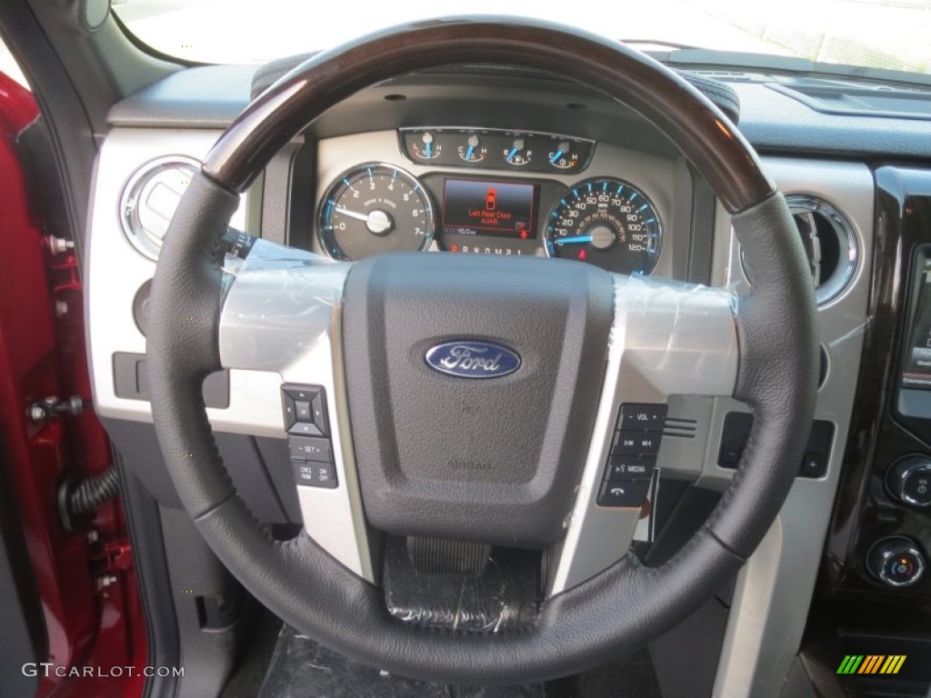 2013 Ford F150 Platinum SuperCrew Black Steering Wheel Photo #74517719