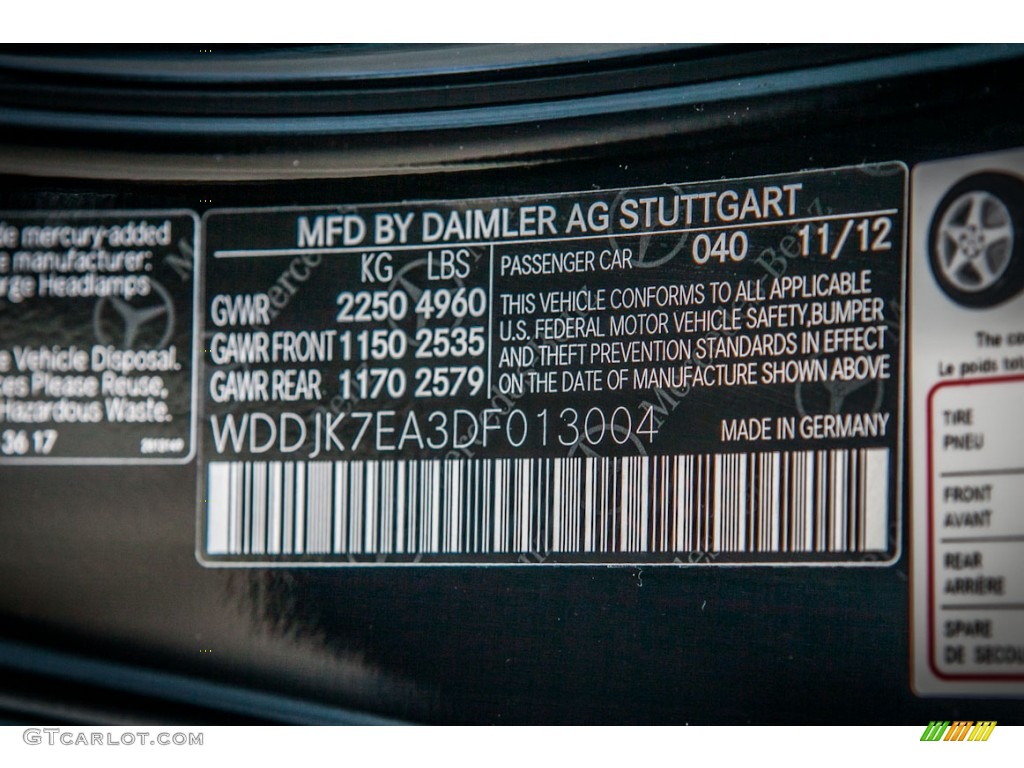 2013 SL Color Code 040 for Black Photo #74528622