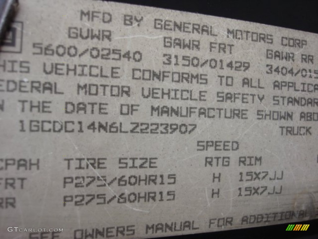 1990 Chevrolet C/K C1500 454 SS Info Tag Photos