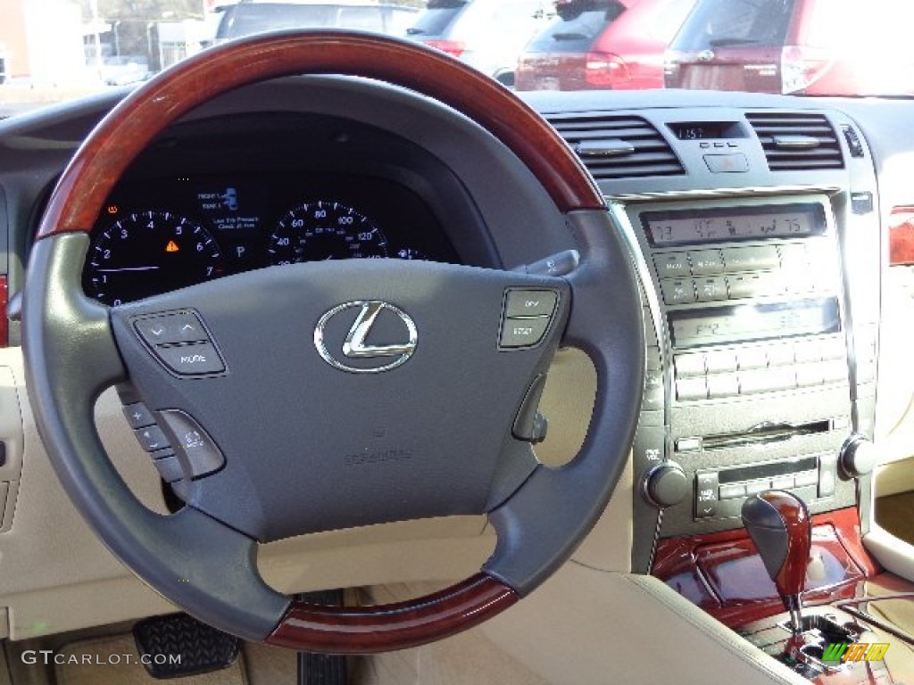 2007 Lexus LS 460 Cashmere Steering Wheel Photo #74531363