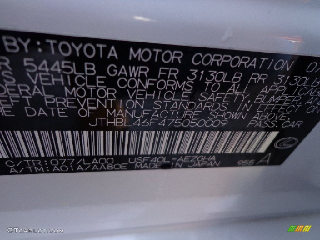 2007 LS Color Code 077 for Starfire Pearl Photo #74531604