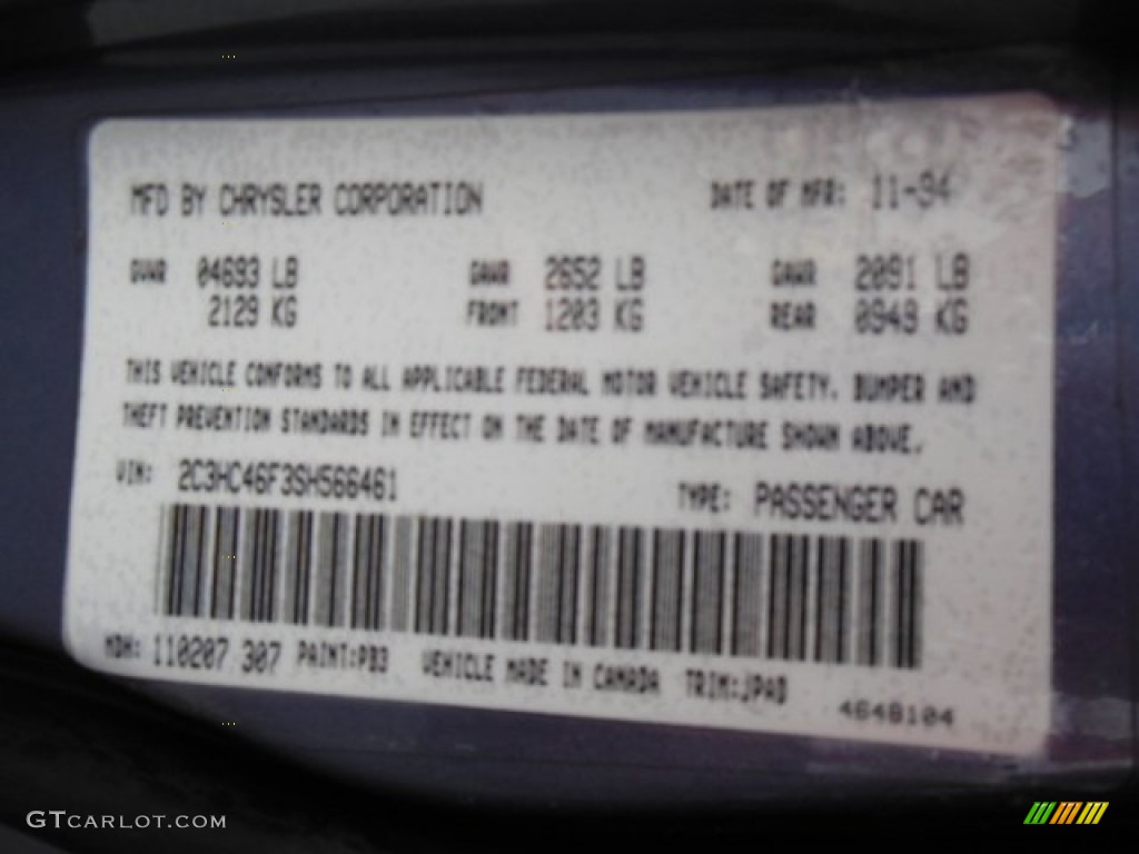 1995 New Yorker  - Medium Blue Pearl / Gray photo #15