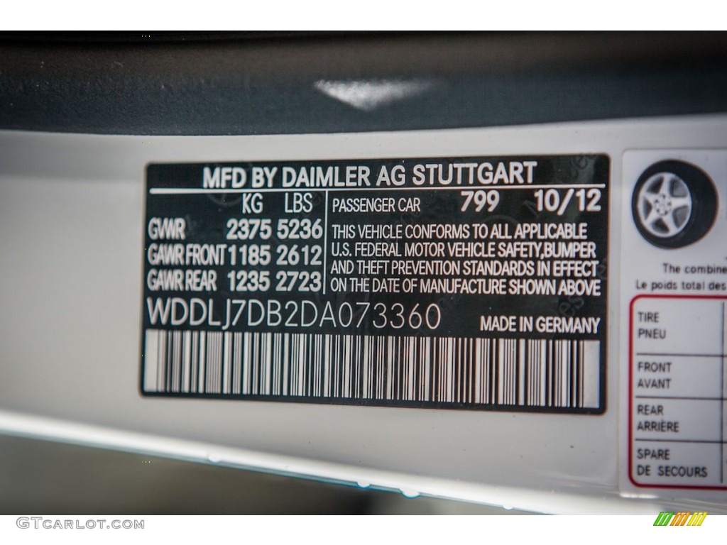 2013 CLS Color Code 799 for Diamond White Metallic Photo #74533316