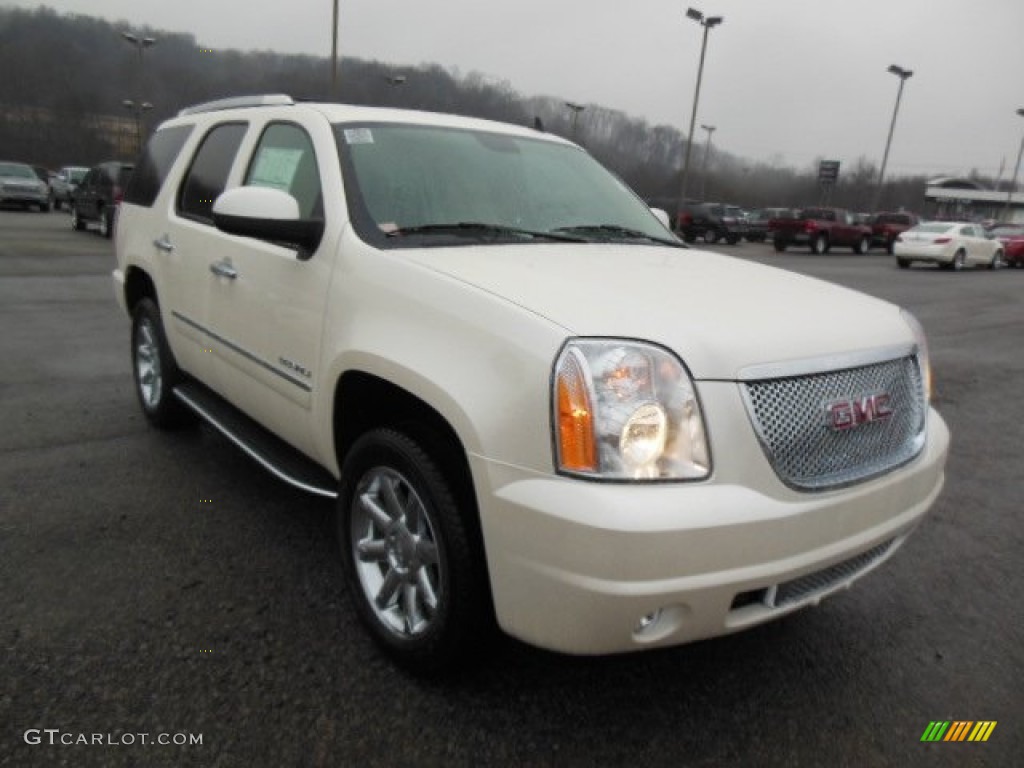 2013 Yukon Denali AWD - White Diamond Tricoat / Cocoa/Light Cashmere photo #4