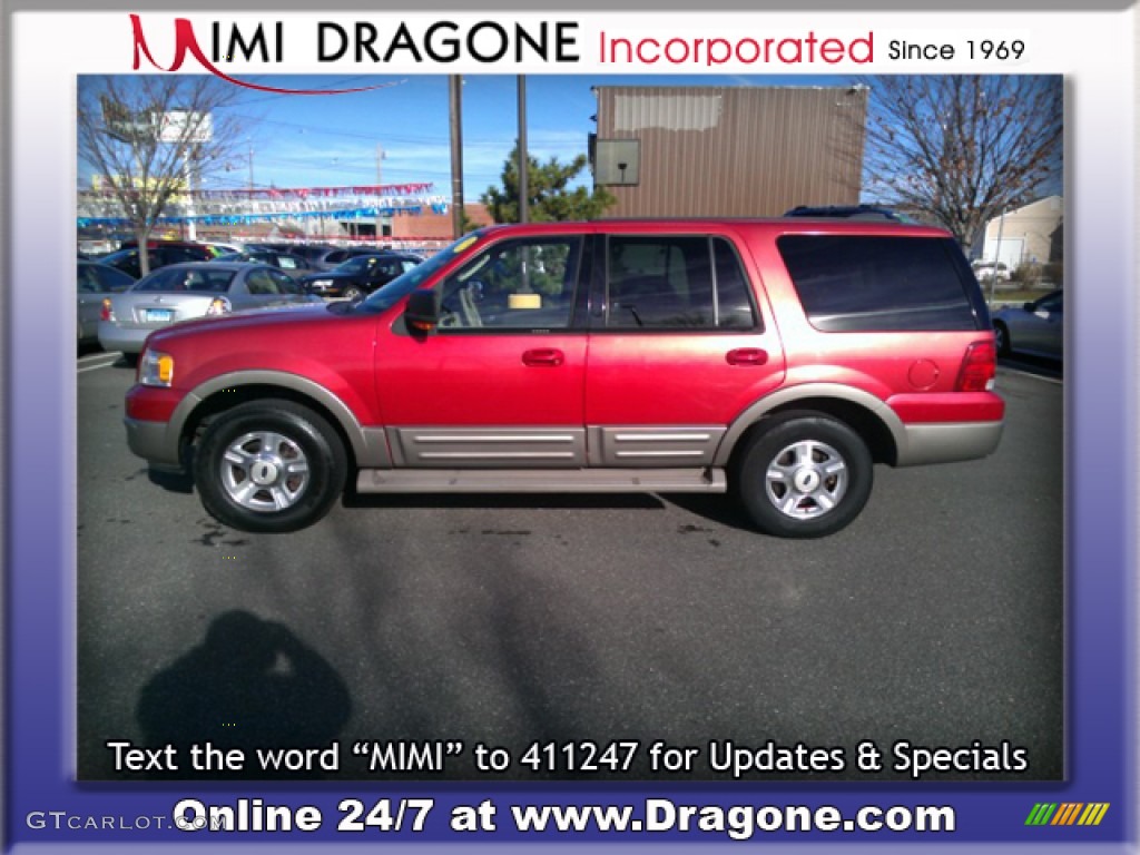 2003 Expedition Eddie Bauer 4x4 - Laser Red Tinted Metallic / Medium Parchment photo #4