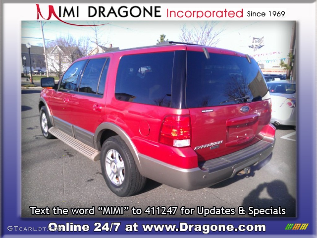 2003 Expedition Eddie Bauer 4x4 - Laser Red Tinted Metallic / Medium Parchment photo #5