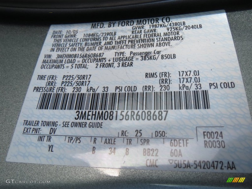 2006 Milan Color Code DV for Light Tundra Metallic Photo #74540339