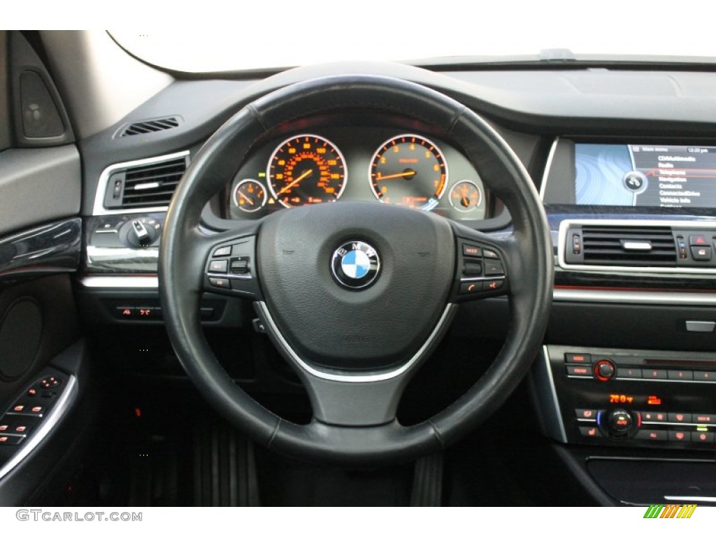 2010 BMW 5 Series 550i Gran Turismo Black Steering Wheel Photo #74545575