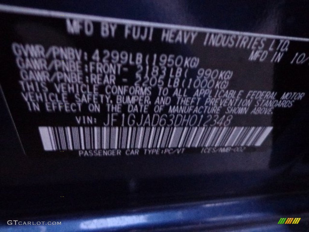 2013 Impreza 2.0i Premium 4 Door - Marine Blue Pearl / Black photo #18
