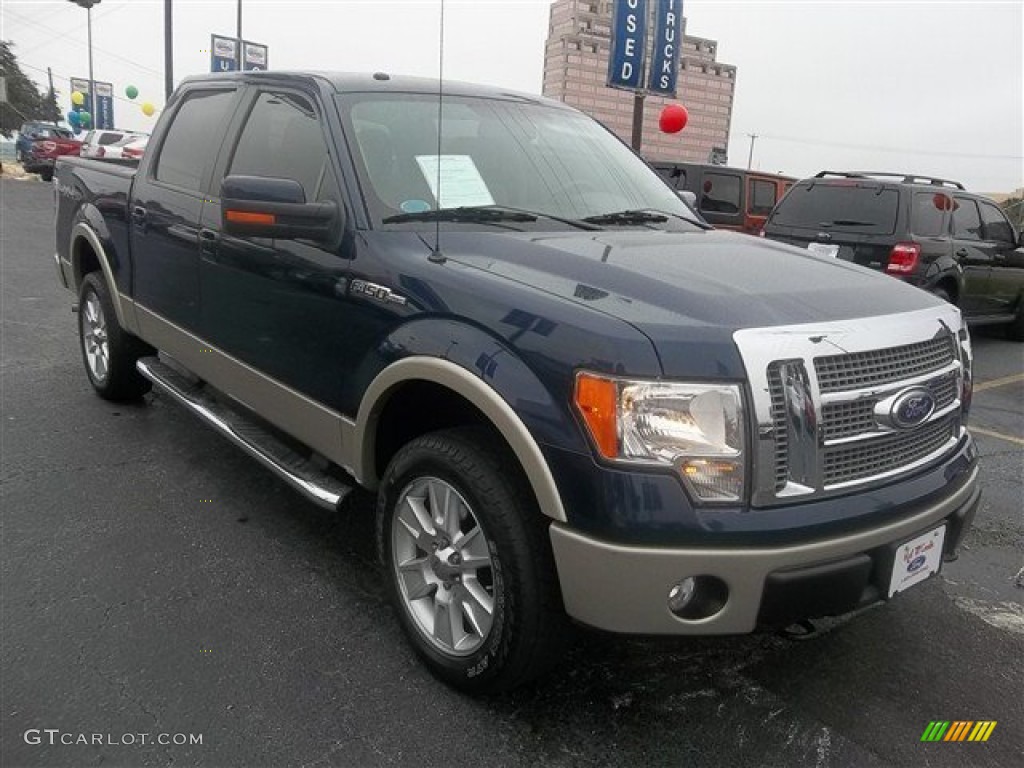 2010 F150 Lariat SuperCrew 4x4 - Dark Blue Pearl Metallic / Tan photo #1