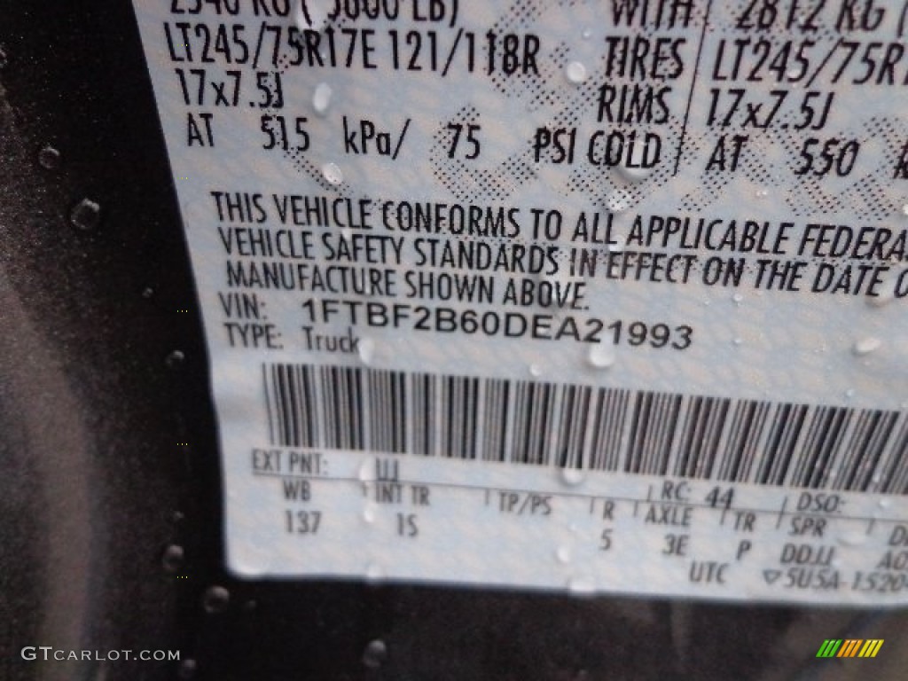 2013 F250 Super Duty Color Code UJ for Sterling Gray Metallic Photo #74564706