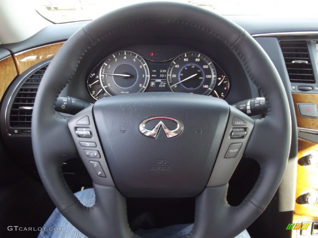 2013 Infiniti QX 56 4WD Graphite Steering Wheel Photo #74564889