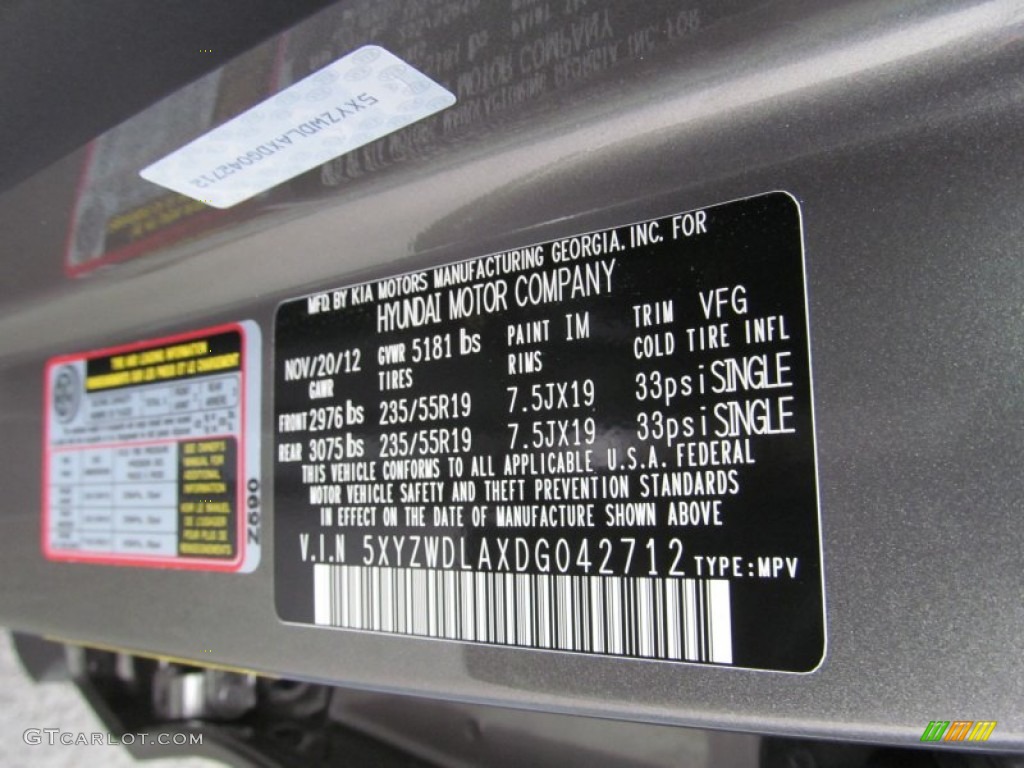 2013 Santa Fe Color Code VFG for Mineral Gray Photo #74575854
