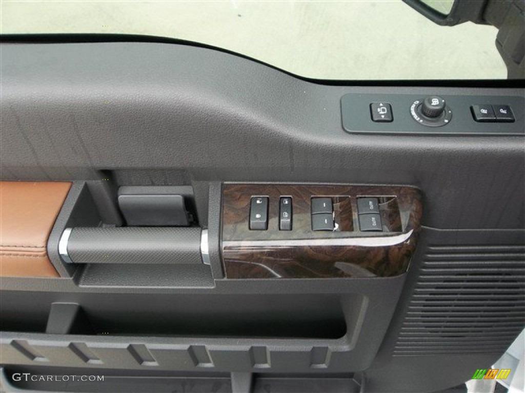 2013 Ford F250 Super Duty Platinum Crew Cab 4x4 Platinum Pecan Leather Door Panel Photo #74576507