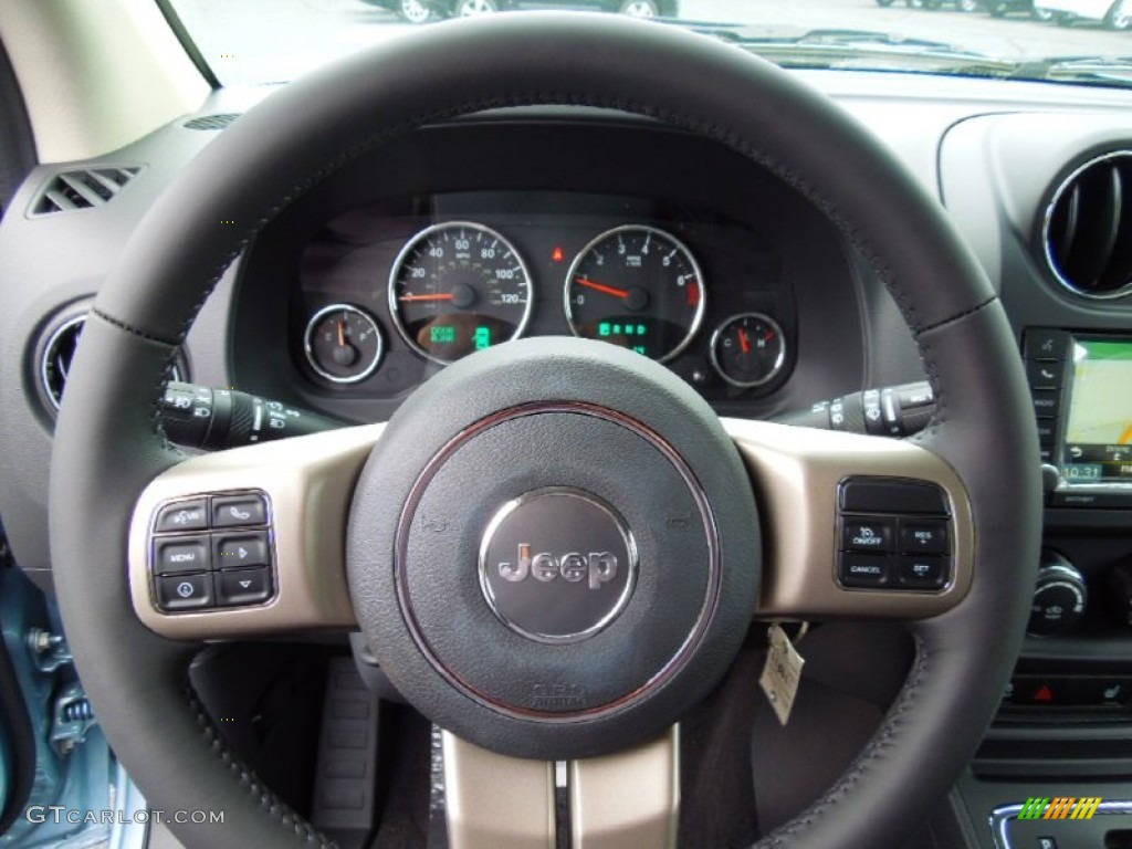 2013 Jeep Compass Limited Dark Slate Gray Steering Wheel Photo #74581457