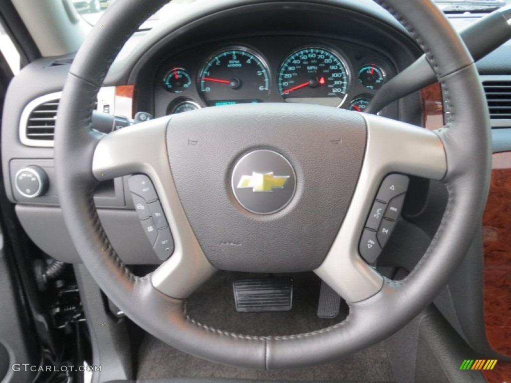 2013 Chevrolet Avalanche LTZ Black Diamond Edition Ebony Steering Wheel Photo #74583242