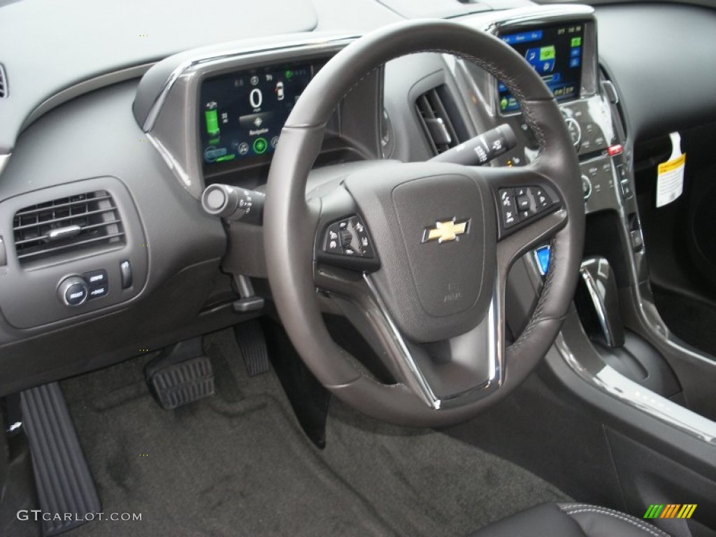 2013 Chevrolet Volt Standard Volt Model Jet Black/Dark Accents Steering Wheel Photo #74584352