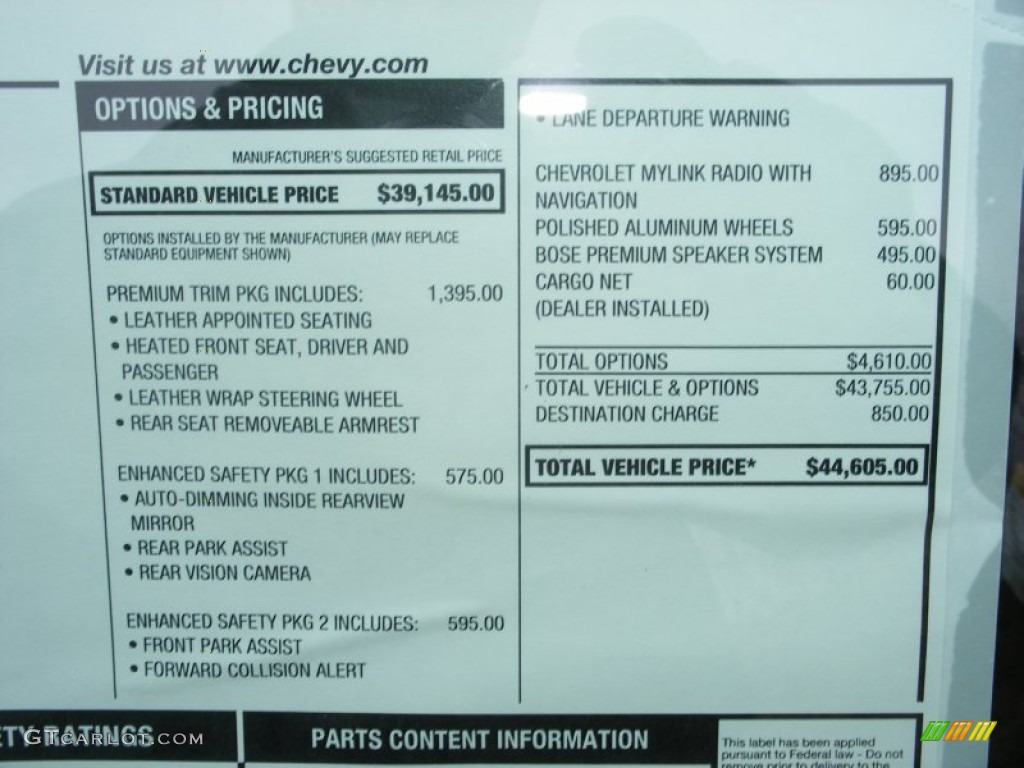 2013 Chevrolet Volt Standard Volt Model Window Sticker Photo #74584564