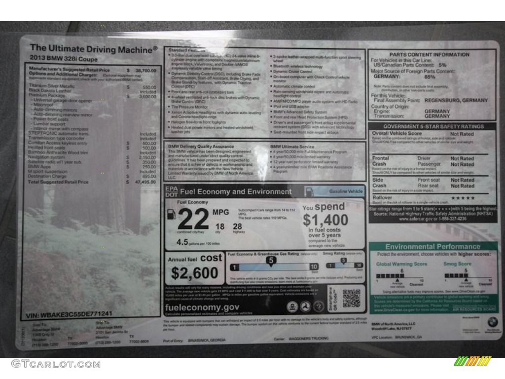 2013 3 Series 328i Coupe - Titanium Silver Metallic / Black photo #23