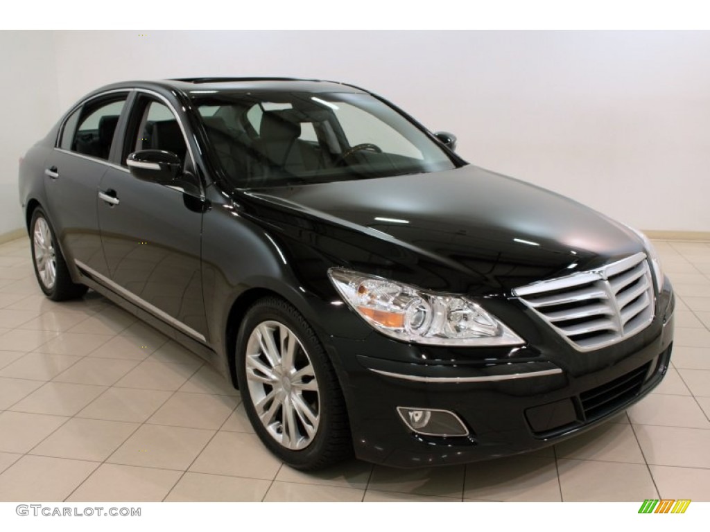 2010 Genesis 4.6 Sedan - Black Noir Pearl / Jet Black photo #1