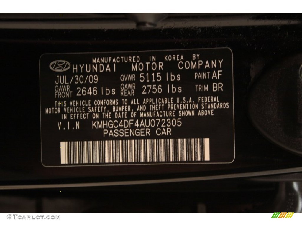 2010 Hyundai Genesis 4.6 Sedan Color Code Photos