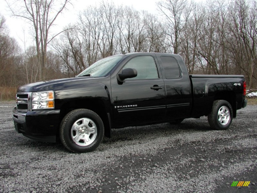 2009 Silverado 1500 LT Extended Cab 4x4 - Black Granite Metallic / Light Titanium photo #2