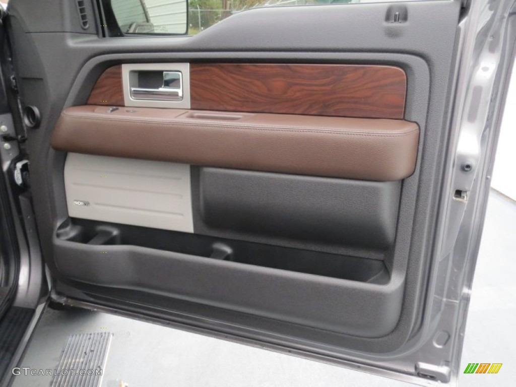 2010 Ford F150 Platinum SuperCrew Sienna Brown Leather/Black Door Panel Photo #74592065