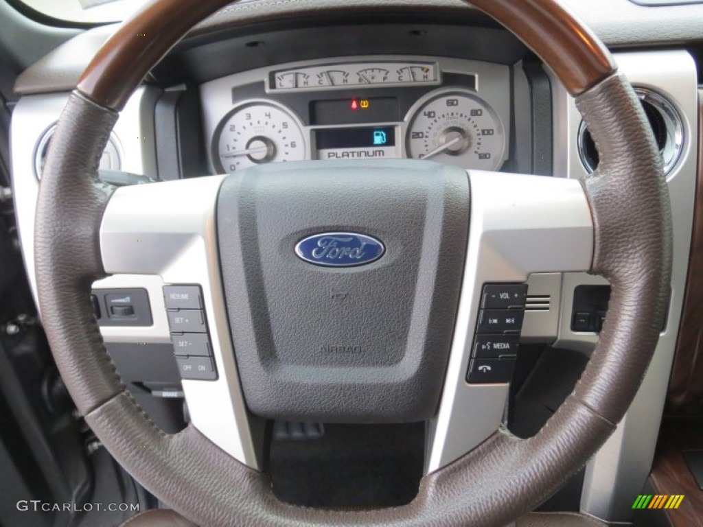 2010 Ford F150 Platinum SuperCrew Sienna Brown Leather/Black Steering Wheel Photo #74592486