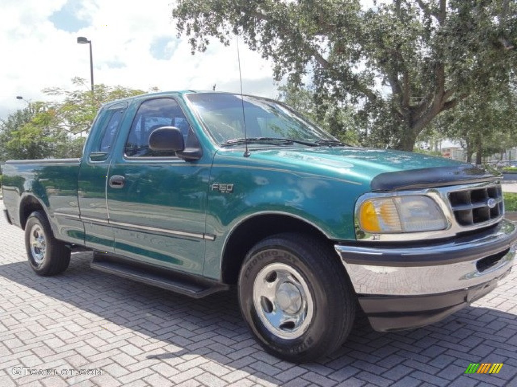 1997 F150 XL Extended Cab - Pacific Green Metallic / Medium Prairie Tan photo #7