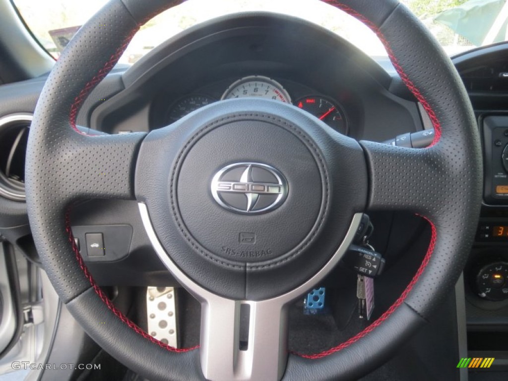 2013 Scion FR-S Sport Coupe Black/Red Accents Steering Wheel Photo #74603264