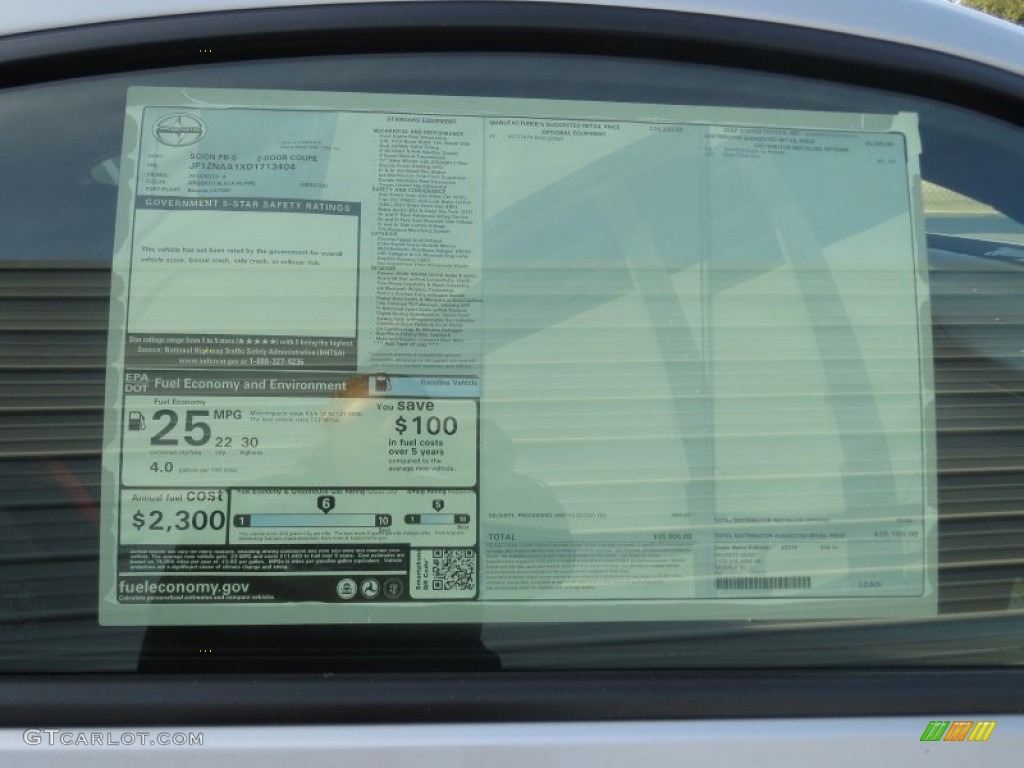 2013 Scion FR-S Sport Coupe Window Sticker Photo #74603321