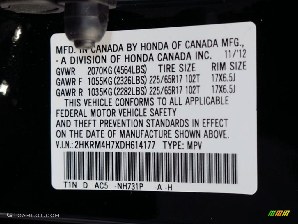 2013 CR-V EX-L AWD - Crystal Black Pearl / Black photo #10