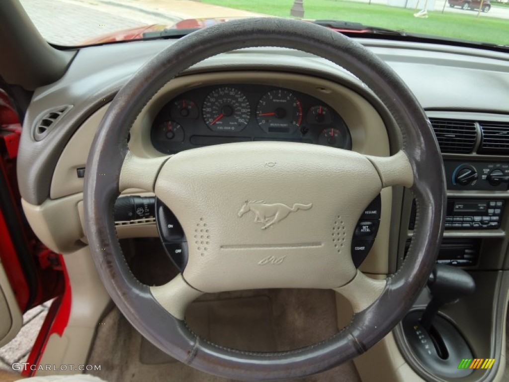 1999 Ford Mustang GT Convertible Medium Parchment Steering Wheel Photo #74610559