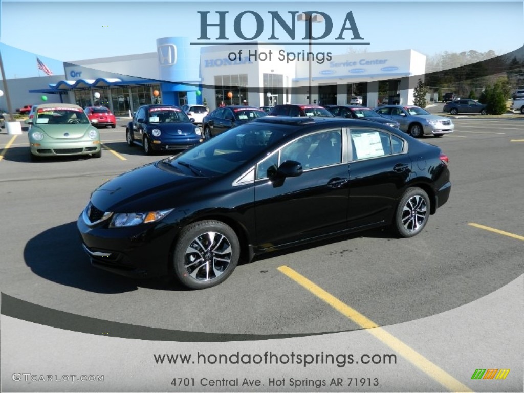 2013 Civic EX Sedan - Crystal Black Pearl / Gray photo #1