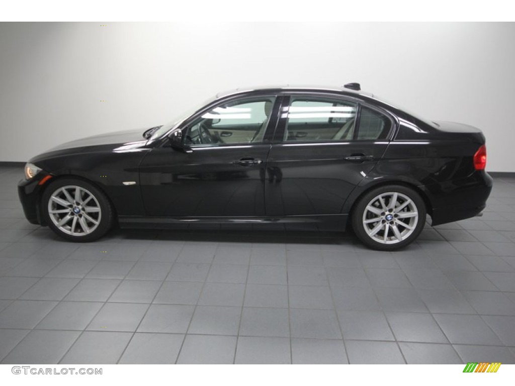 2009 3 Series 328i Sedan - Black Sapphire Metallic / Beige photo #2