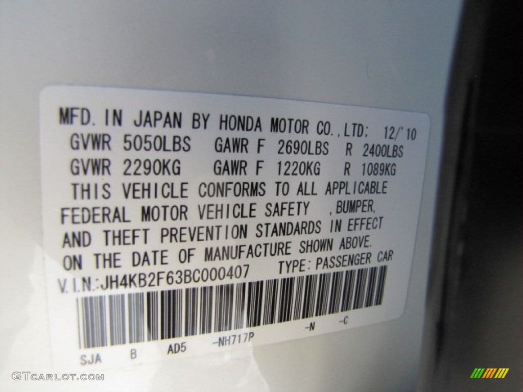 2011 Acura RL SH-AWD Advance Color Code Photos