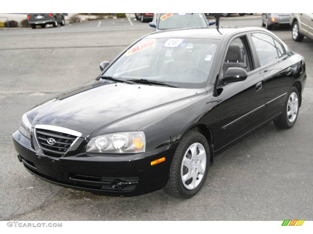 2006 Elantra GLS Sedan - Ebony Black / Gray photo #1