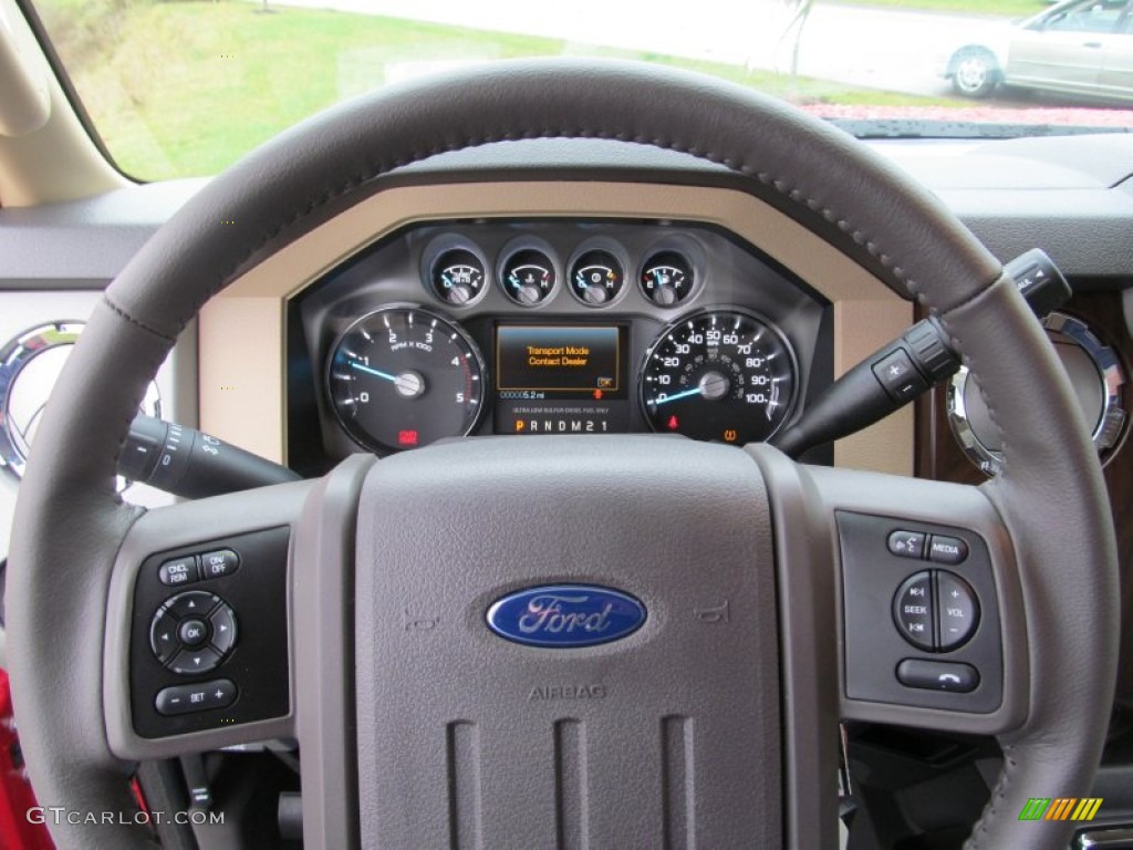 2013 F350 Super Duty Lariat Crew Cab 4x4 - Vermillion Red / Adobe photo #19