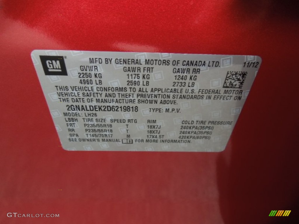 2013 Equinox LT - Crystal Red Tintcoat / Jet Black photo #7