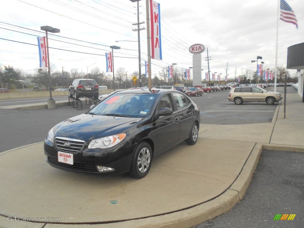 2009 Elantra SE Sedan - Black Pearl / Gray photo #1